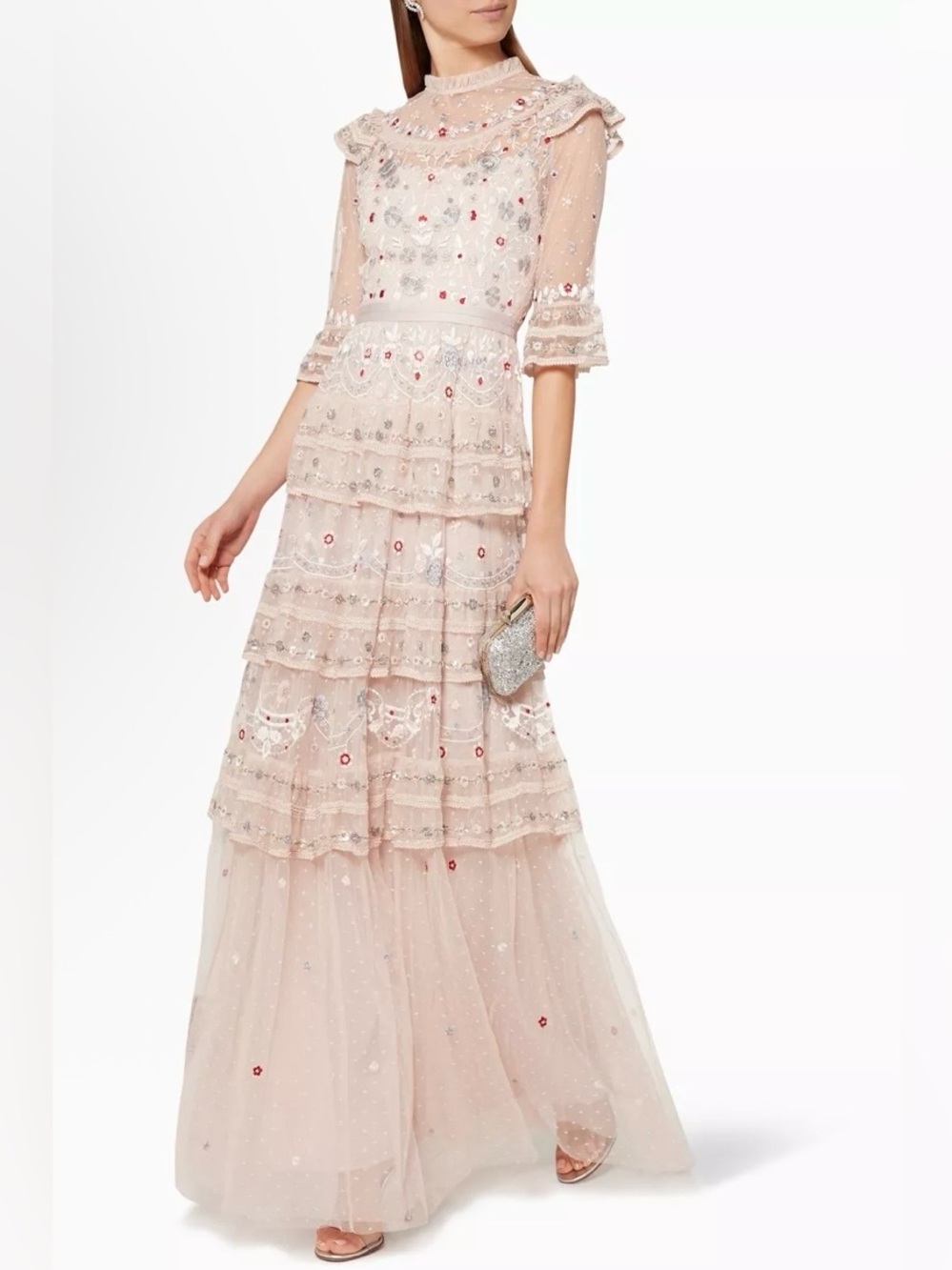 Needle & Thread Eden Embroidered Tulle Gown
